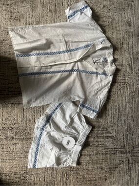 Princess Polly White Short Set with Blue Trim